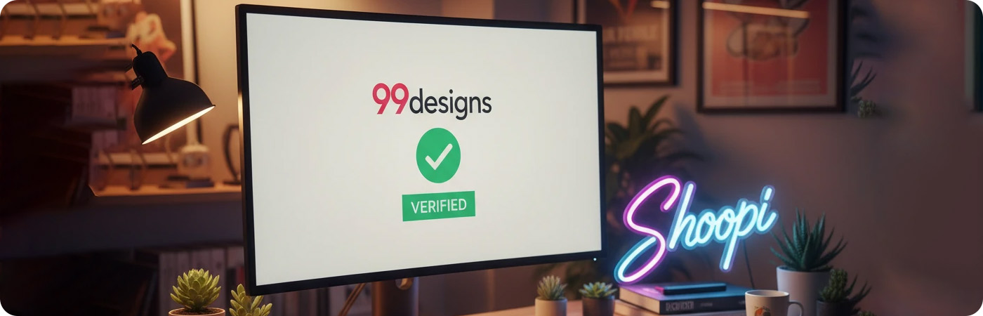 احراز هویت ناین تی ناین دیزاین 99designs با مدارک معتبر توسط شوپی